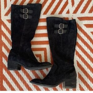 Born brand black suede knee boots with a small heel